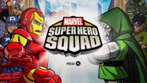 Marvel Super Hero Squad title screen for PSP